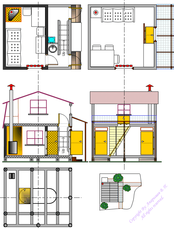 План двух этажного дома хозблока. Рисунок: Апарышев.